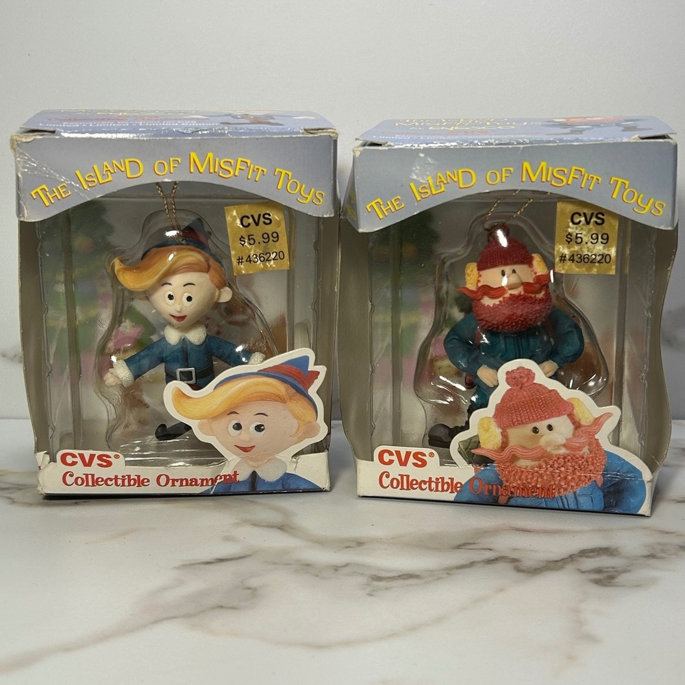 Enesco Island Misfit Toys Hermey Yukon Cornelius CVS Ornaments Lot 2 AS IS